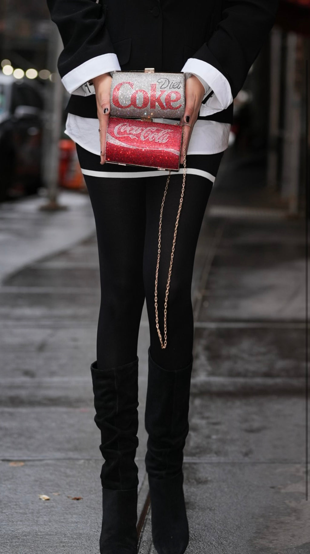 Rhinestone Cola Can Clutch - Silver & Red Crystals